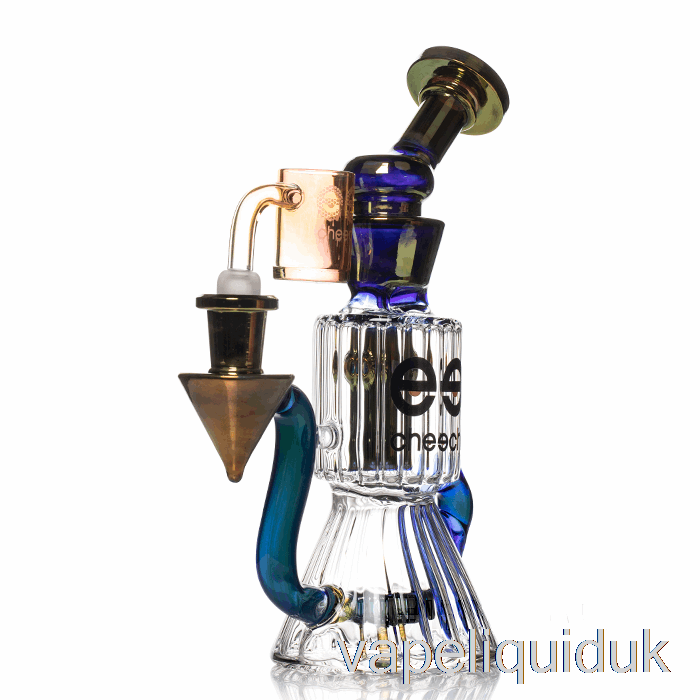 Cheech Glass Diamond Tube Recycler Dab Rig Blue Vape Juice